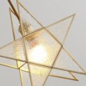 Modern Stained Glass Star Pendant Light Brass Hanging Light Length Adjustable