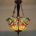 Stained Glass Pendant Light Retro Style Light Fixture 3 Lights