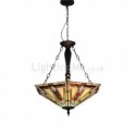 Stained Glass Pendant Light Retro Style Light Fixture 5 Lights