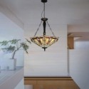 Stained Glass Pendant Light Retro Style Light Fixture 5 Lights