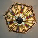 Stained Glass Pendant Light Retro Style Light Fixture 5 Lights