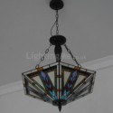 Stained Glass Pendant Light Retro Style Light Fixture 5 Lights