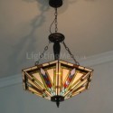 Stained Glass Pendant Light Retro Style Light Fixture 5 Lights