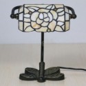 Table Lamp Rose Small Stained Glass Beside Light