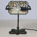 Table Lamp Rose Small Stained Glass Beside Light