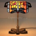 Table Lamp Orange Dragonfly Stained Glass Desk Lamp Decorative Light
