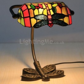 Stained Glass Table Lamp Green Dragonfly Decoration Desk Lamp