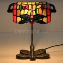 Stained Glass Table Lamp Green Dragonfly Decoration Desk Lamp