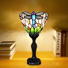 Table Lamp Dragonflys Vintage Stained Glass Desk Lamp