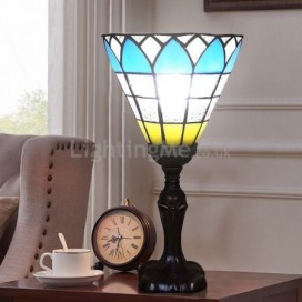 European Table Lamp Coloured Glass Beside Lamp