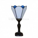 Stained Glass Table Lamp White Glass Shade Antique Style