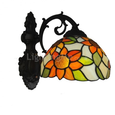 Sunflower Wall Sconce Style Stained Glass Wall Light Staircase