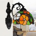 Flower Pattern Wall Sconce Wall Light Stained Glass Shade Restaurant