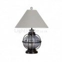Table Lamp American Glass Bedside Lamp Cotton Linen Fabric Lampshade