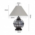 Table Lamp American Glass Bedside Lamp Cotton Linen Fabric Lampshade