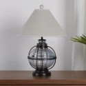 Table Lamp American Glass Bedside Lamp Cotton Linen Fabric Lampshade