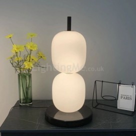 Glass Table Lamp Modern Simple Lantern Desk Lamp With 2 Lights