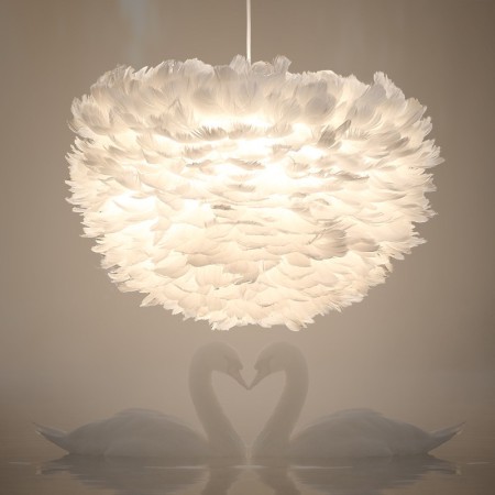 White Feather Pendant Light Kids Room