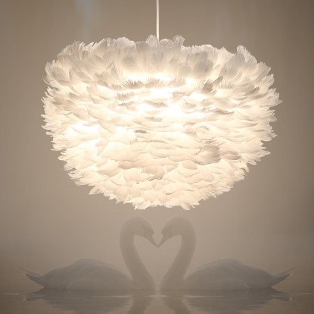 White Feather Pendant Light Kids Room