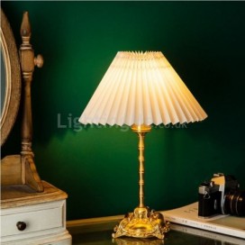 Fabric Table Lamp American Style Pleated Desk Light