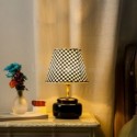 Minimalist Table Lamp Plaid Fabric Lampshade Table Light