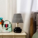 Minimalist Table Lamp Plaid Fabric Lampshade Table Light