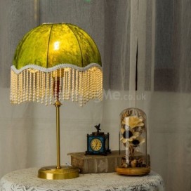 Fabric Table Lamp French Matcha Green Pearl Table Light