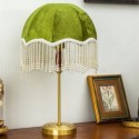 Fabric Table Lamp French Matcha Green Pearl Table Light