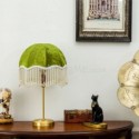 Fabric Table Lamp French Matcha Green Pearl Table Light