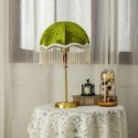 Fabric Table Lamp French Matcha Green Pearl Table Light