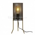 Black Table Lamp Retro Bedside Lamp Wrought Iron Paint Grid Lampshade Desk Light