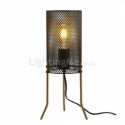 Black Table Lamp Retro Bedside Lamp Wrought Iron Paint Grid Lampshade Desk Light