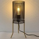 Black Table Lamp Retro Bedside Lamp Wrought Iron Paint Grid Lampshade Desk Light