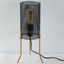 Black Table Lamp Retro Bedside Lamp Wrought Iron Paint Grid Lampshade Desk Light