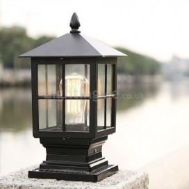 Chinese Outdoor Light Waterproof Black Square Mesh Frame Post Table lamp