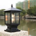 Chinese Outdoor Light Waterproof Black Square Mesh Frame Post Table lamp