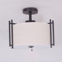 Rustic / Lodge Metal Drum Pendant Light with Fabric Shade