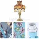 European Table Lamp Bedside Light Fabric Resin Desk Light