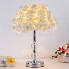 European Crystal Table Lamp Rose Flower Bedside Lamp Wedding Party Decoration Light