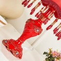 European Resin Table Lamp Romantic Red Bedside Table Light