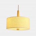 Wooden Modern/ Contemporary Drum Pendant Light with Fabric Shade