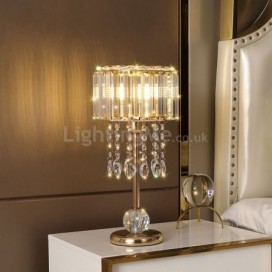 Crystal Bedside Table Lamp Decorative Nightstand Lamp With Elegant Shade