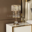 Crystal Bedside Table Lamp Decorative Nightstand Lamp With Elegant Shade