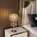 Crystal Bedside Table Lamp Decorative Nightstand Lamp With Elegant Shade