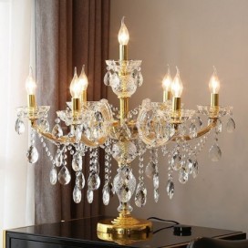 Gorgeous Bedside Crystal Table Lamp Gold Desk Lamps With Elegant Crystal Shade