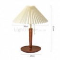 European Retro Pleated Table lamp With Wood Base Pull Chain Switch