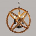 Country Hemp Rope 3 Light Vintage Pendant Light