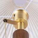 European Retro Pleated Table lamp With Wood Base Pull Chain Switch