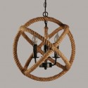 Country Hemp Rope 3 Light Vintage Pendant Light