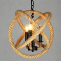 Country Hemp Rope 3 Light Vintage Pendant Light